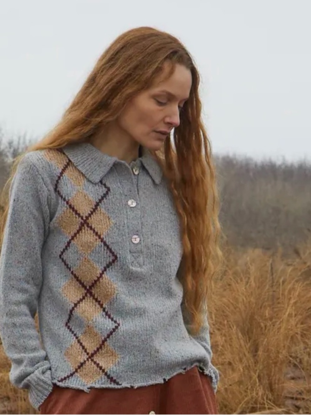 Lingua Franca
Lee Tweed Argyle Polo Shirt